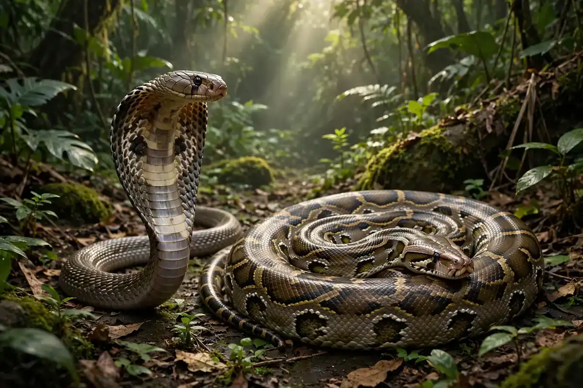 Cobra and python, types of snakes in dreams meaning